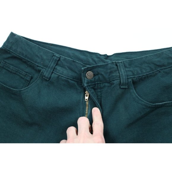 Vintage 90s Nike Mens 34 Faded Spell Out Baggy Denim Jean Shorts Green Jorts USA - Picture 6 of 11